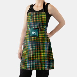 Tablier Motif de tartan à carreaux verts traditionnel avec