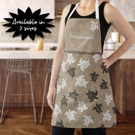 Tablier Motif de tortues d'art tribales blanches personnal