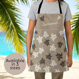Tablier Motif de tortues d'art tribales blanches personnal