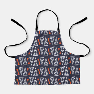 Tablier Motif de triangles géométriques bleu foncé et roug