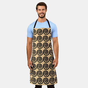 Tablier Motif de vagues de clé Méandre grec marron