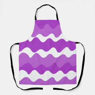 Tablier Motif de vagues horizontales violet et blanc