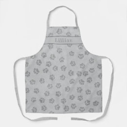 Tablier Motif d'empreinte de patte de chien gris personnal