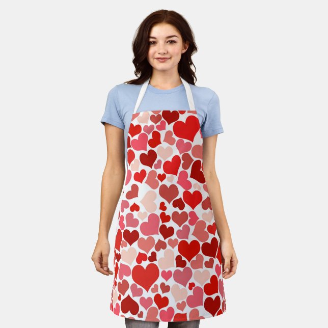 Tablier Motif Des Coeurs, Coeurs Rouges, Amour (Porté)