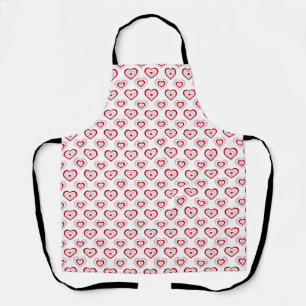 Tablier Motif des Coeurs rouges roses