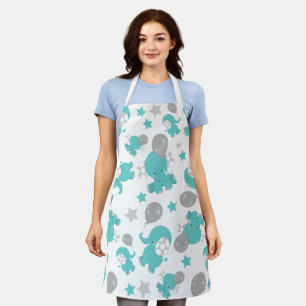 Tablier Motif Des Eléphants Bleus, Eléphants Mignons, Étoi