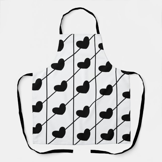 Tablier Motif des rayures du coeur noir (Recto)