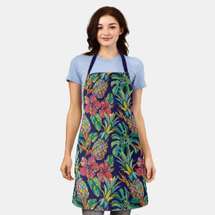 Tablier Motif d'hibiscus à ananas tropicaux