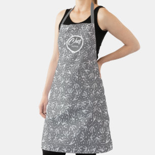 Tablier Motif d'hiver biologique gris et blanc
