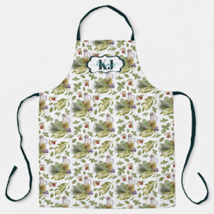Tablier Motif d'huile d'olive à l'aquarelle jolie   Monogr