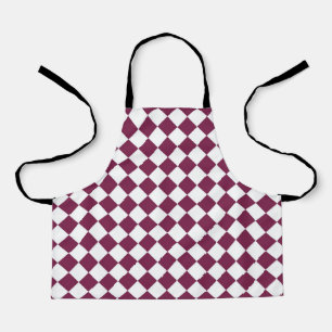 Tablier Motif diamant à carreaux blancs et bordeaux