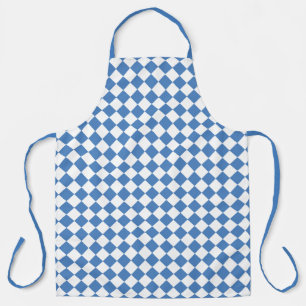 Tablier Motif diamant à carreaux bleu blanc