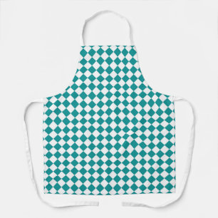 Tablier Motif diamant turquoise blanc Checker