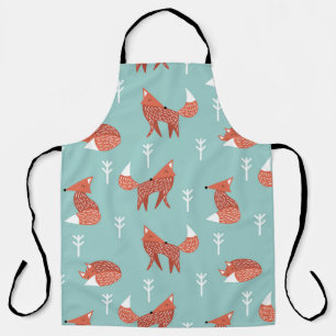 Tablier Motif d'illustration sans couture avec renard oran