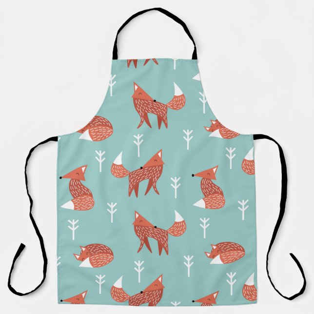 Tablier Motif d'illustration sans couture avec renard oran (Recto)