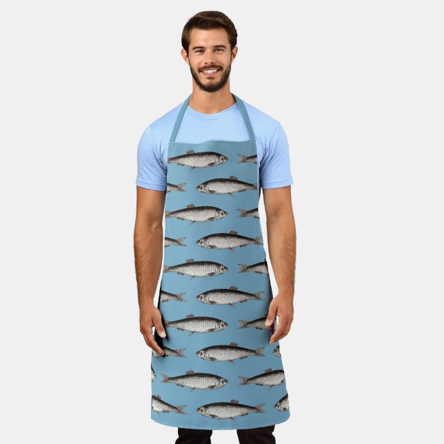 Tablier Motif d'illustrations de poissons en couleur (Porté)
