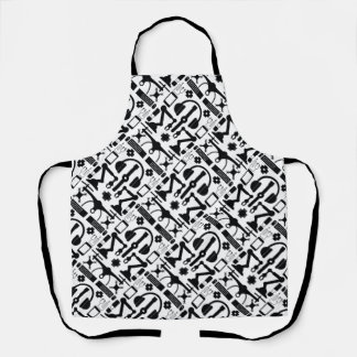 Tablier Motif d'objets technologiques noirs et blancs mode