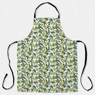 Tablier Motif d'olives vertes à l'aquarelle russe