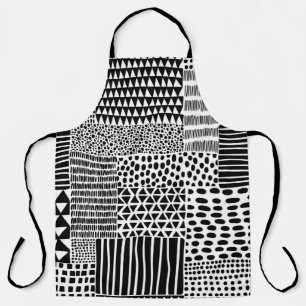 Tablier Motif doodle noir et blanc sans couture. Dessin ma