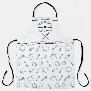 Tablier Motif d'outils de cuisine avec texte personnalisé