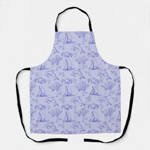Tablier Motif d'une ligne d'animal marin et voilier