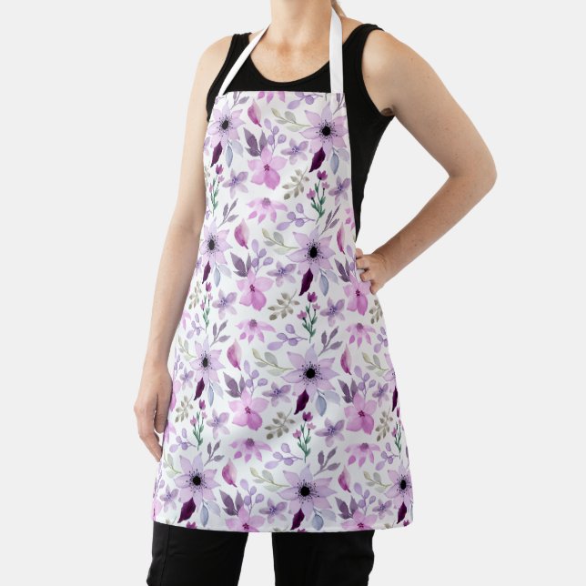 Tablier Motif élégant de fleurs roses et violettes (Insitu)