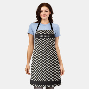 Tablier Motif élégant personnalisé noir et blanc