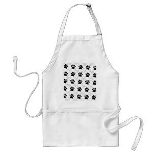 Tablier Motif Empreinte de patte de chien noir et blanc