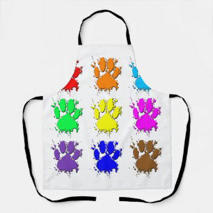 Tablier Motif Empreinte de Patte de Chien Tache d'Encre
