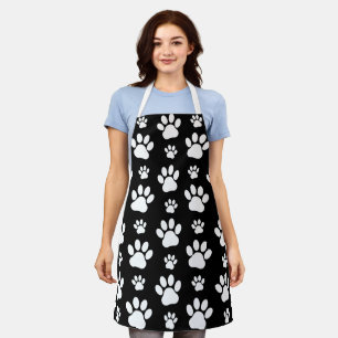 Tablier Motif, Empreintes de pattes, pattes de chien, noir