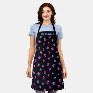 Tablier Motif Empreintes de Pattes Rose Violet Bleu Person