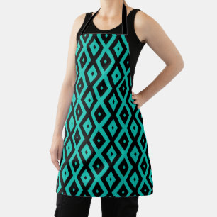 Tablier Motif en diamant noir et turquoise