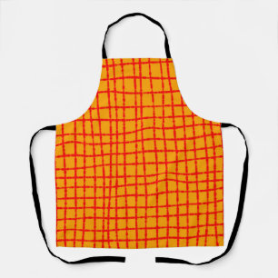 Tablier Motif en gras orange et rouge