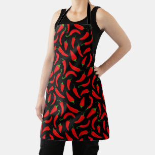 Tablier Motif épicé Red Chili Peppers sur noir