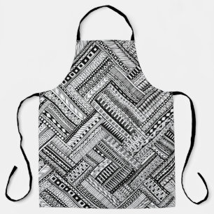 Tablier Motif ethnique mixte noir et blanc