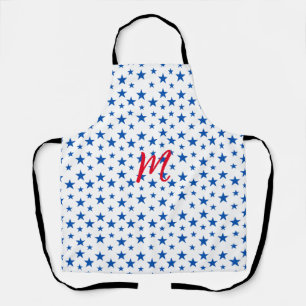Tablier Motif étoile personnalisable bleu et blanc