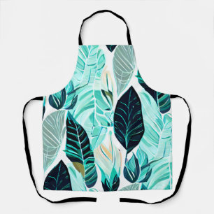 Tablier motif feuille en vert