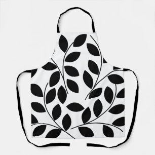 Tablier Motif Feuille noir