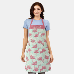 Tablier Motif Flamingo Cute Prons de nom personnalisé