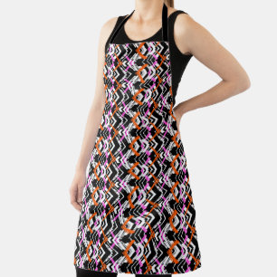 Tablier Motif Flèche De Main Noire, Orange Et Rose