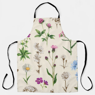 Tablier Motif fleur sauvage aquarelle.