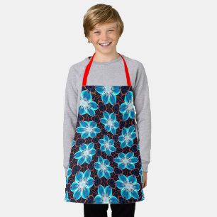 Tablier Motif Fleurs bleues Abstraites