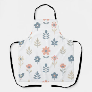 Tablier Motif Fleurs Oiseaux Folk Scandinave