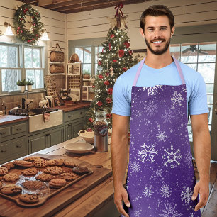 Tablier Motif Flocons de Neige Violets Magique Vacances d'