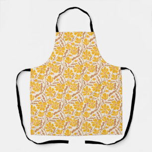Tablier Motif floral abstrait jaune bohème