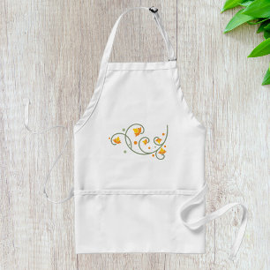 Tablier Motif floral avec Fleur orange et jaune