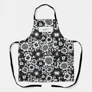 Tablier Motif floral avec nom en écriture cursive