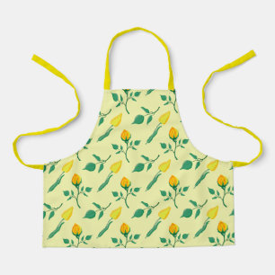 Tablier Motif floral avec rose jaune et fleurs de tulipe