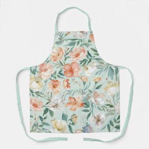Tablier Motif floral bleu aquarelle Prairie fleurie
