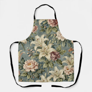 Tablier Motif floral de lys paon vintage
